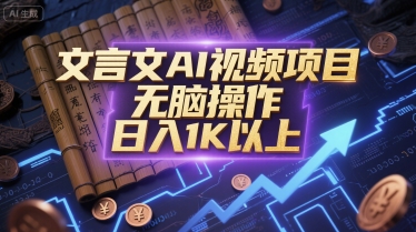 文言文AI视频项目，无脑操作，日入1K以上-搞钱利器