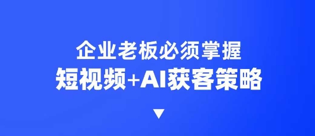 企业短视频AI获客霸屏流量课，6步短视频+AI突围法，3大霸屏抢客策略-搞钱利器
