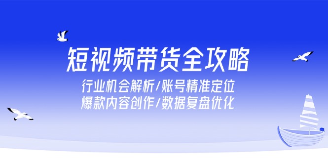 短视频带货全攻略，行业机会解析/账号精准定位/爆款内容创作/数据复盘优化-搞钱利器