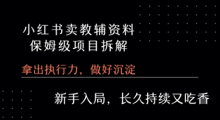 小红书卖小学教辅资料  保姆级项目拆解  1次课程彻底讲清楚!-搞钱利器