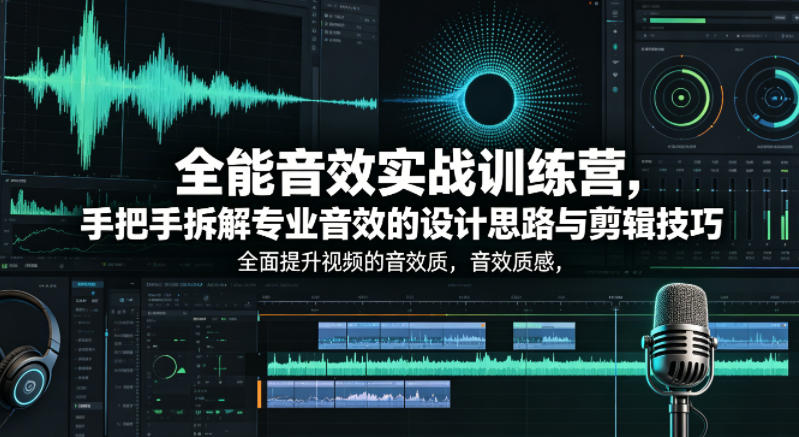 全能音效实战训练营，手把手拆解专业音效的设计思路与剪辑技巧，全面提升视频的音效质感-搞钱利器