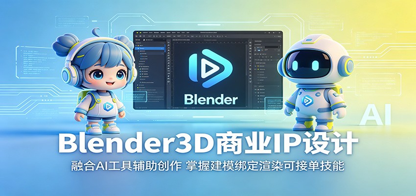 Blender3D商业IP设计：融合AI工具辅助创作，掌握建模绑定渲染可接单技能-搞钱利器
