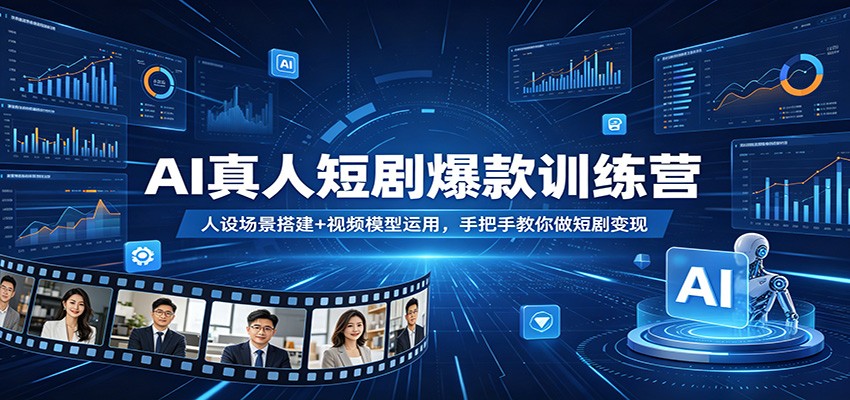 AI真人短剧爆款训练营：人设场景搭建+视频模型运用，手把手教你做短剧变现-搞钱利器