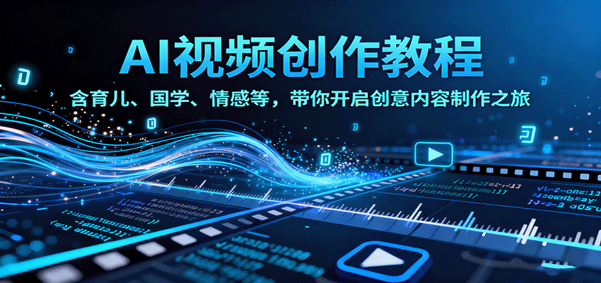 AI视频创富课，含育儿、国学、情感等，带你开启创意内容制作之旅-搞钱利器