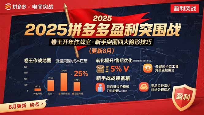 2025拼多多盈利突围战：卷王开年作战室，新手突围四大隐形技巧(更新8月-搞钱利器