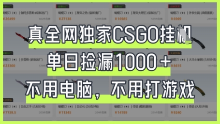 真全网独家CSGO挂G，单日捡漏1k+【揭秘】-搞钱利器