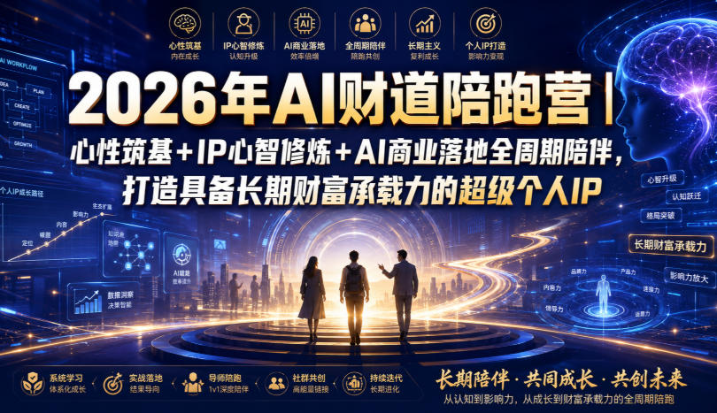 2026年AI财道陪跑营｜心性筑基+IP心智修炼+AI商业落地全周期陪伴，打造具备长期财富承载力的超级个人IP-搞钱利器