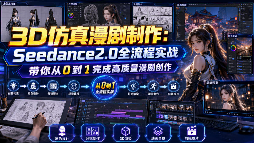 3D仿真漫剧制作：Seedance2.0全流程实战，带你从0到1完成高质量漫剧创作-搞钱利器