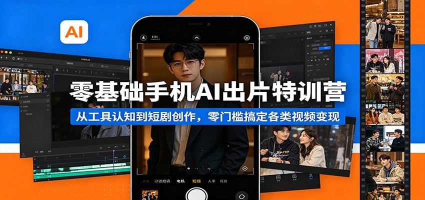 零基础手机AI出片特训营：从工具认知到短剧创作，零门槛搞定各类视频变现-搞钱利器