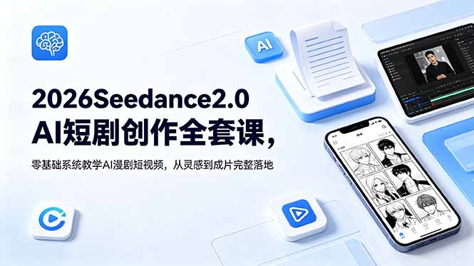 2026Seedance2.0AI短剧创作全套课，零基础系统教学AI漫剧短视频，从灵感到成片完整落地-搞钱利器