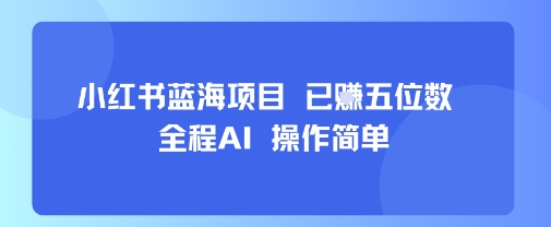小红书蓝海项目，全程AI，操作简单，已挣五位数-搞钱利器