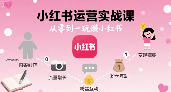 小红书运营实战课，从零到一玩賺小红书-搞钱利器
