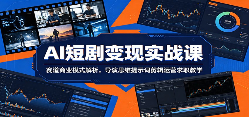AI短剧变现实战课：赛道商业模式解析，导演思维提示词剪辑运营求职教学-搞钱利器