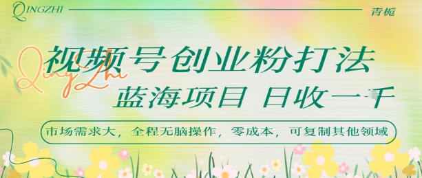 视频号创业粉打法，日入1k，蓝海项目，市场需求大，全程无脑操作，可复制-搞钱利器