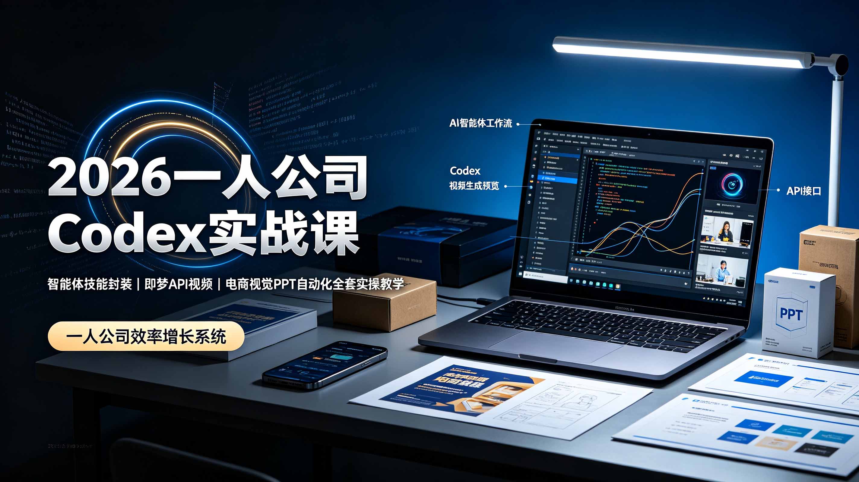2026一人公司Codex实战课◆智能体技能封装｜即梦API视频｜电商视觉PPT自动化全套实操教学-搞钱利器
