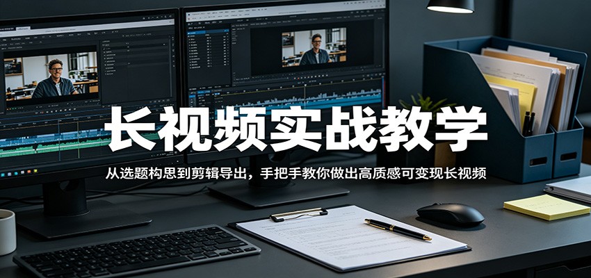 长视频实战教学，从选题构思到剪辑导出，手把手教你做出高质感可变现长视频-搞钱利器