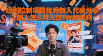 短剧拉新项目优秀新人代表分享新人怎么月入过1W的诀窍-搞钱利器