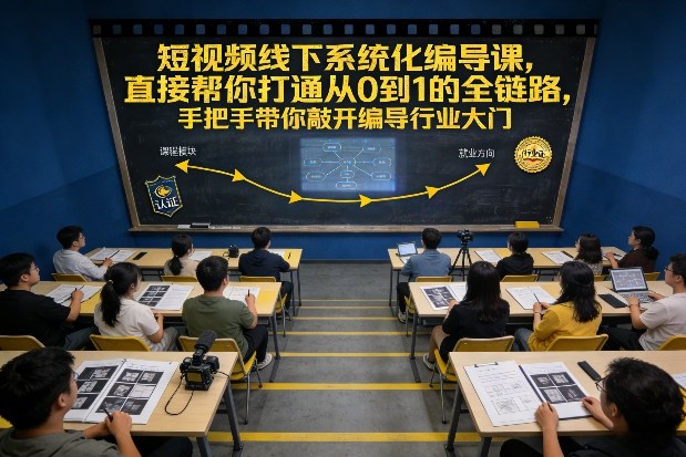短视频线下系统化编导课，直接帮你打通从0到1的全链路，手把手带你敲开编导行业大门-搞钱利器