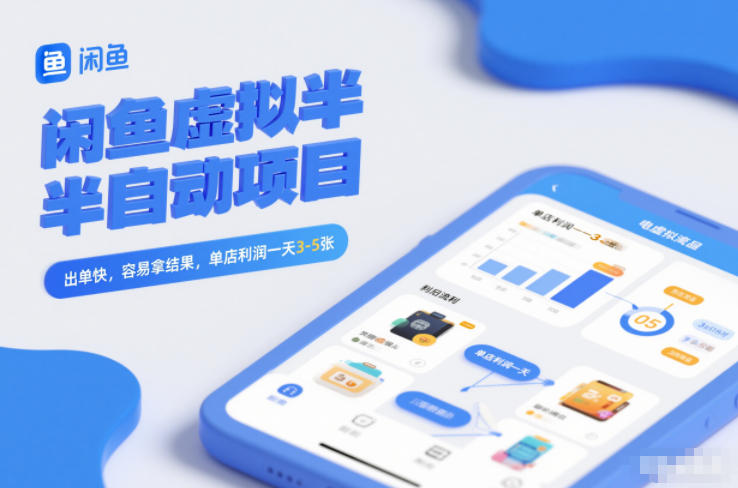 闲鱼虚拟半自动项目，出单快，容易拿结果，单店利润一天3-5张-搞钱利器