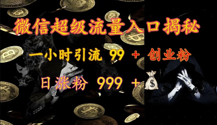 微信超级流量入口揭秘：一小时引流 99 + 创业粉，日涨粉 999 +-搞钱利器