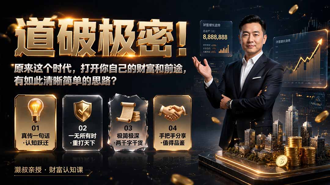 付费文章：道破极密！原来这个时代，打开你自己的财富和前途，有如此清晰简单的思路？-搞钱利器