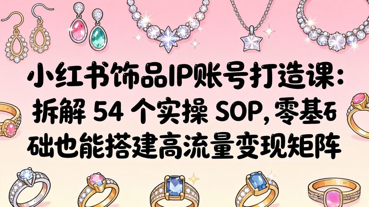 小红书饰品IP账号打造课：拆解 54 个实操 SOP，零基础也能搭建高流量变现矩阵-搞钱利器