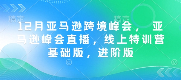 12月亚马逊跨境峰会， 亚马逊峰会直播，线上特训营基础版，进阶版-搞钱利器