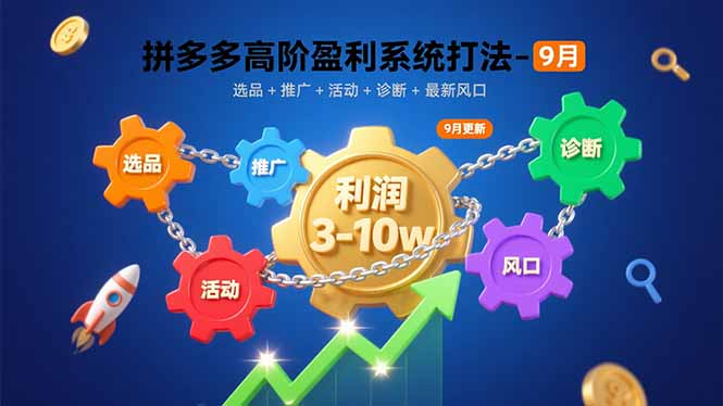 拼多多高阶盈利系统打法-9月：选品+推广+活动+诊断+最新风口，月利润3-10w-搞钱利器