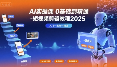 AI实操课0基础到精通-短视频剪辑教程2025-搞钱利器