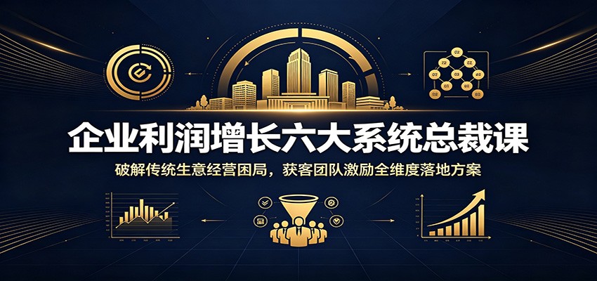 企业利润增长六大系统总裁课：破解传统生意经营困局，获客团队激励全维度落地方案-搞钱利器