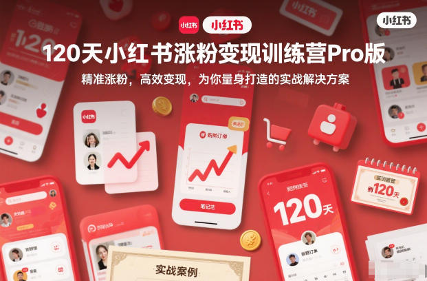 120天小红书涨粉变现训练营Pro版,精准涨粉,高效变现,为你量身打造的实战解决方案-搞钱利器