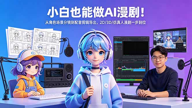 小白也能做AI漫剧！从角色场景分镜到配音剪辑导出，2D/3D/仿真人漫剧一步到位-搞钱利器