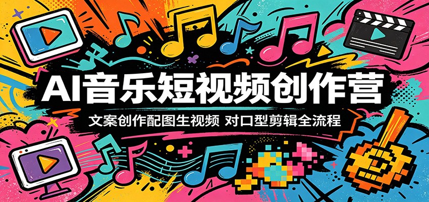 AI音乐短视频创作营：文案创作配图生视频，对口型剪辑全流程-搞钱利器