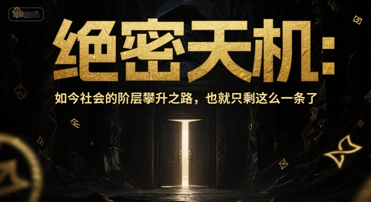 付费文章：绝密天机：如今社会的阶层攀升之路，也就只剩这么一条了-搞钱利器