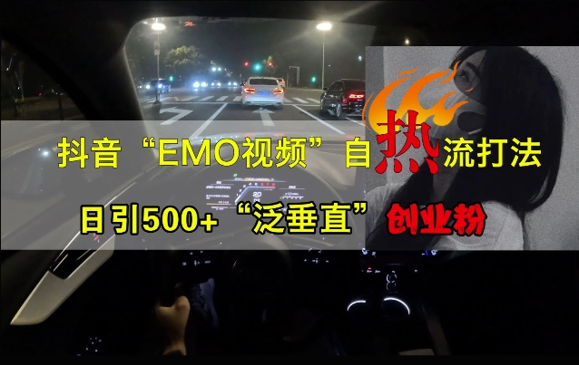 抖音EMO视频自热打法，日引500+“泛垂直”创业粉-搞钱利器