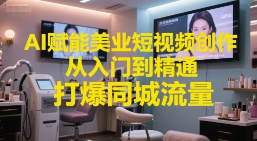 AI赋能美业短视频创作，从入门到精通，打爆同城流量，超级AI工具短视频实操落地-搞钱利器