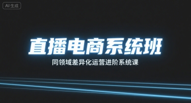 直播电商系统班，同领域差异化运营进阶系统课-搞钱利器