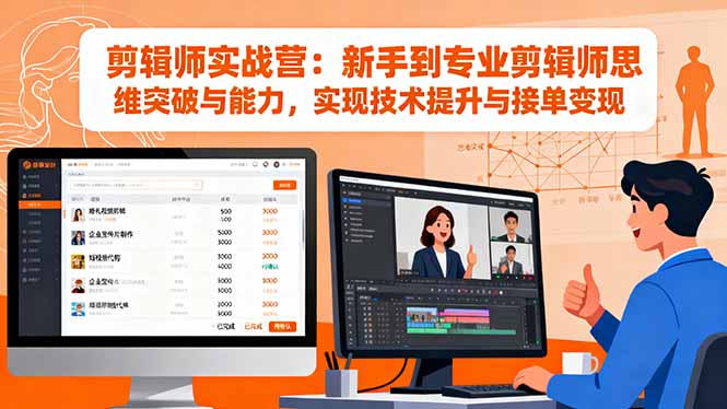 剪辑师实战营：新手到专业剪辑师思维突破与能力，实现技术提升与接单变现-搞钱利器