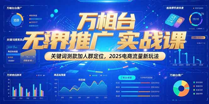 万相台无界推广实战课，关键词测款加人群定位，2025电商流量新玩法-搞钱利器