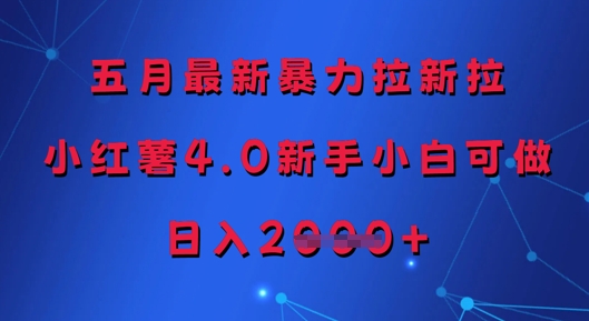 五月最新暴力拉新拉，小红薯4.0新手小白可做，日入多张-搞钱利器