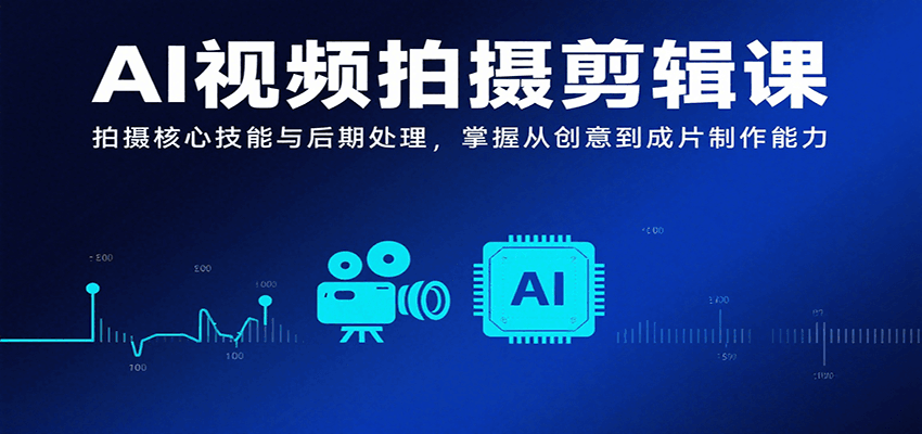 AI视频拍摄剪辑课，拍摄核心技能与后期处理，掌握从创意到成片制作能力-搞钱利器