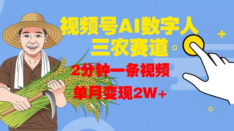 视频号AI数字人玩转三农赛道，2分钟一条视频，单月变现2W+-搞钱利器