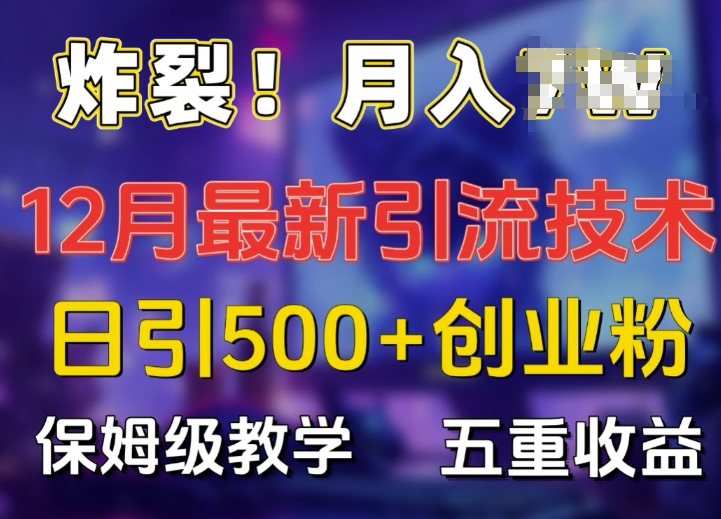 炸裂!揭秘12月最新日引流500+精准创业粉，多重收益保姆级教学-搞钱利器
