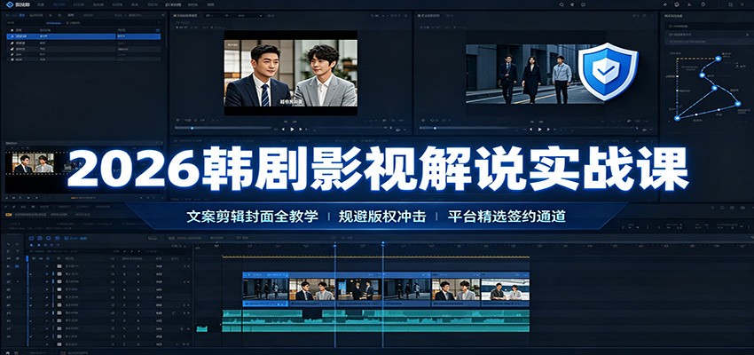 2026韩剧影视解说实战课：文案剪辑封面全教学，规避版权冲击平台精选签约通道-搞钱利器