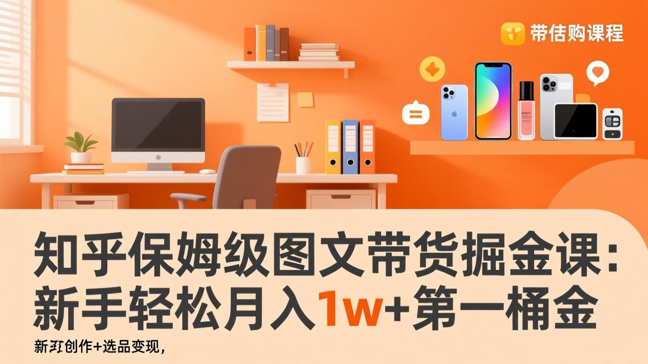 知乎保姆级图文带货掘金课：账号打造+爆文创作+选品变现，新手轻松月入1w+第一桶金-搞钱利器