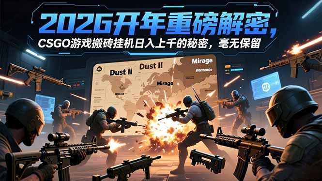 2026开年重磅解密，CSGO游戏搬砖挂机日入上千的秘密，毫无保留-搞钱利器