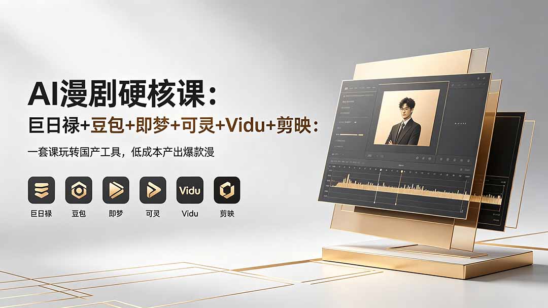 AI漫剧硬核课：巨日禄+豆包+即梦+可灵+Vidu+剪映：一套课玩转国产工具，低成本产出爆款漫剧-搞钱利器