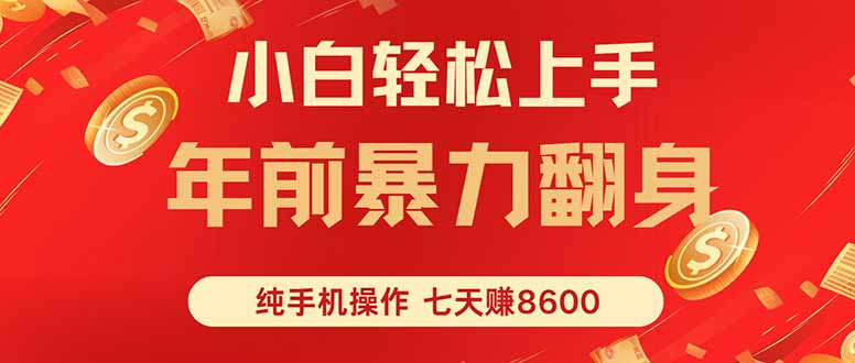 七天狂赚8600，小白纯手机操作，日入1000+-搞钱利器