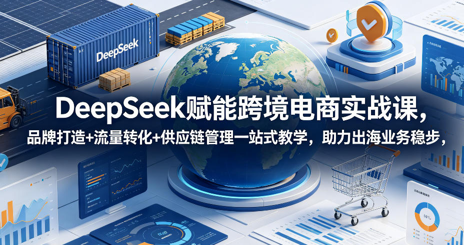 DeepSeek赋能跨境电商实战课，品牌打造+流量转化+供应链管理一站式教学，助力出海业务稳步发展-搞钱利器