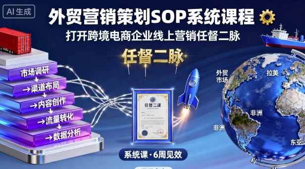 外贸营销策划SOP系统课程，打开跨境电商企业线上营销任督二脉-搞钱利器